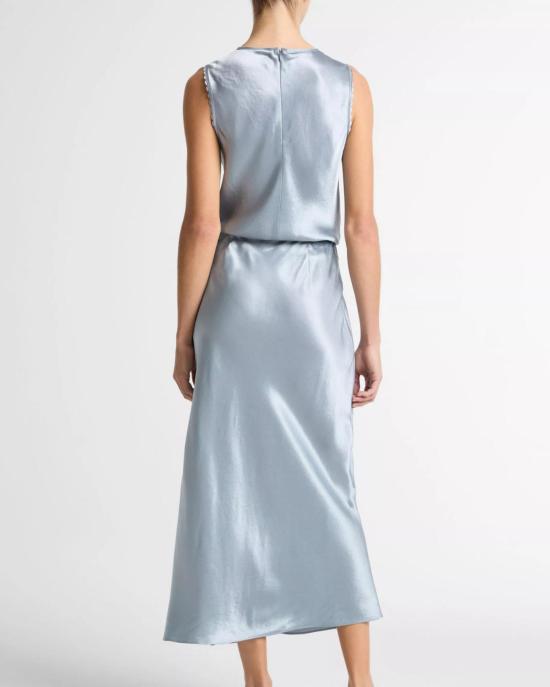  빈스 롱 스커트 사이드 슬릿 슬립  라이트 라군 - VINCE