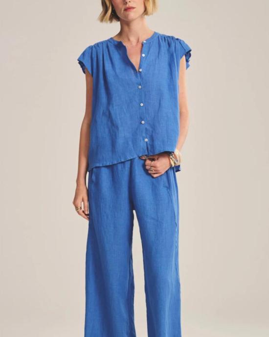  벨벳 팬츠 롤라 린넨  블루제이 - VELVET