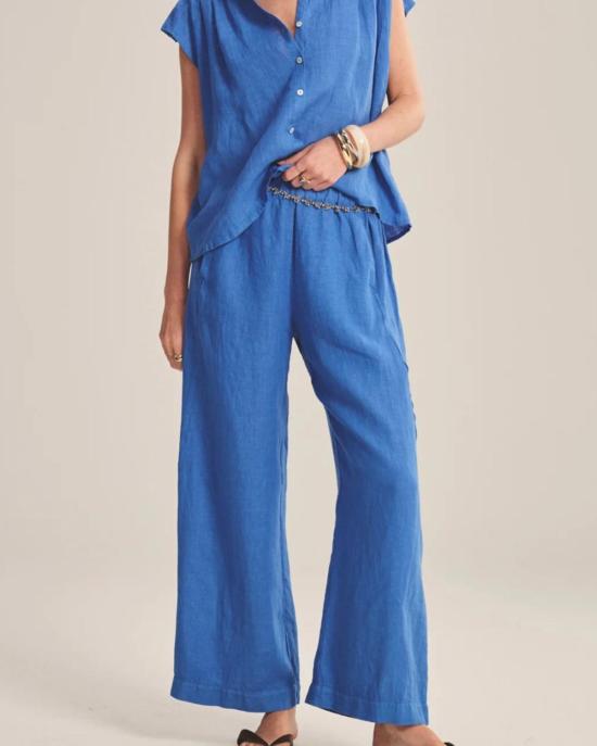  벨벳 팬츠 롤라 린넨  블루제이