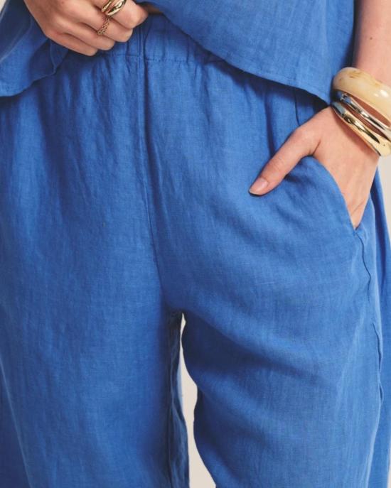  벨벳 팬츠 롤라 린넨  블루제이 - VELVET