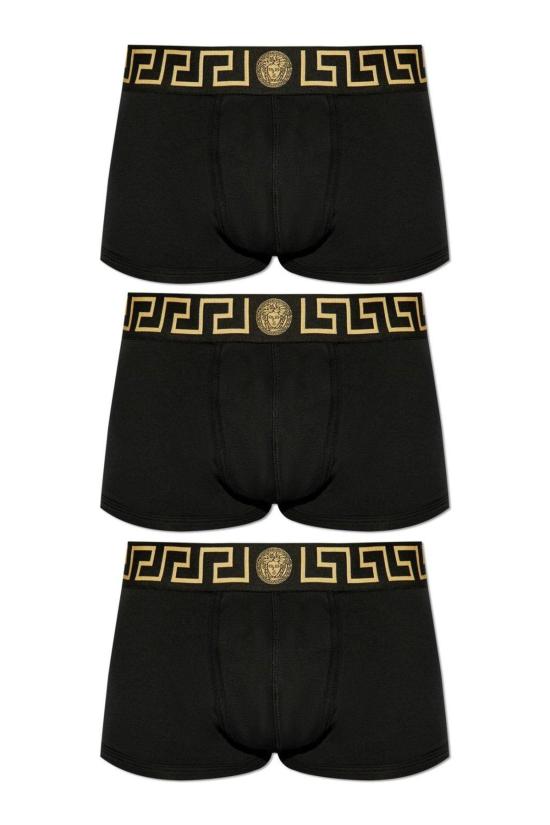  베르사체 언더웨어 그레카 보더 쓰리팩 복서 브리프 블랙