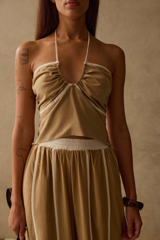  산시아 블라우스 마케나 탑 탄