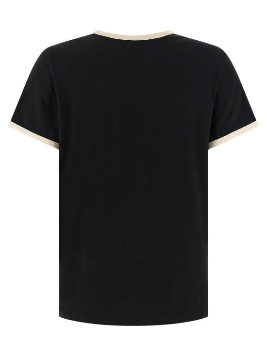  몽클레어 반팔 티셔츠 몽클레르 플록 로고 티셔츠 블랙 - MONCLER