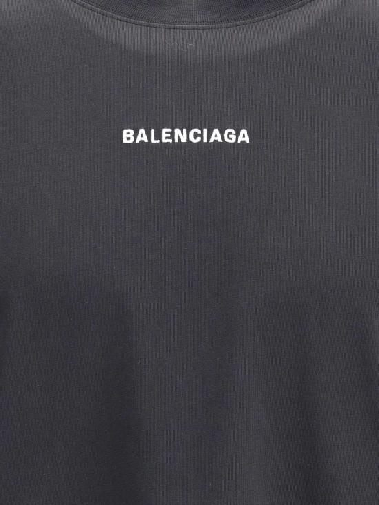  발렌시아가 반팔 티셔츠 앞면과 뒷면에 로고가 프린트된  티셔츠 - BALENCIAGA