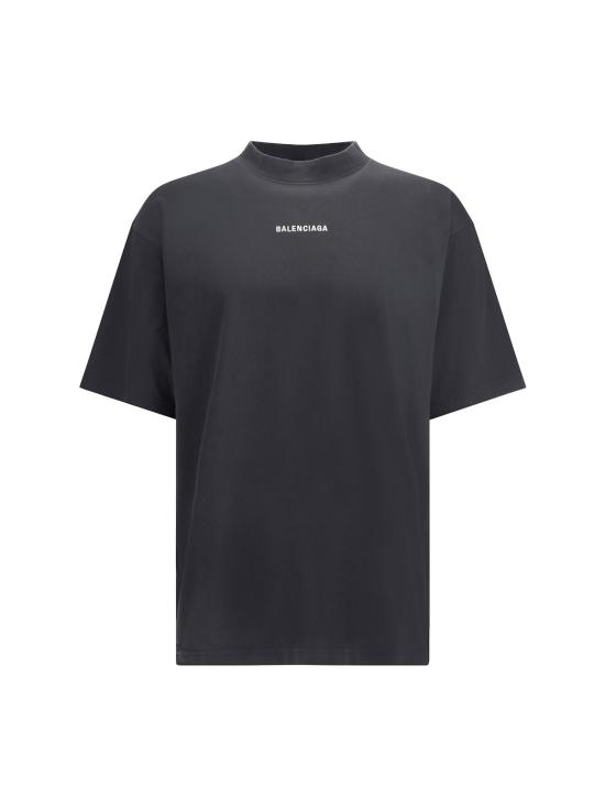  발렌시아가 반팔 티셔츠 앞면과 뒷면에 로고가 프린트된  티셔츠