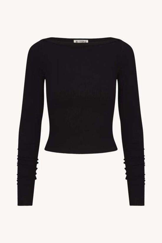  에태르네 긴팔 티셔츠 에테르네 롱 슬리브 보트넥 탑 블랙 - ETERNE