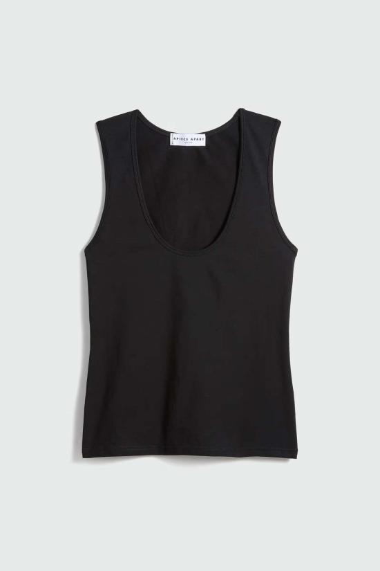  어피스 어파트 민소매 티셔츠 Apiece Apart Uri 로우컷 탱크탑 블랙 - APIECE APART
