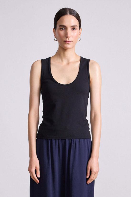  어피스 어파트 민소매 티셔츠 Apiece Apart Uri 로우컷 탱크탑 블랙