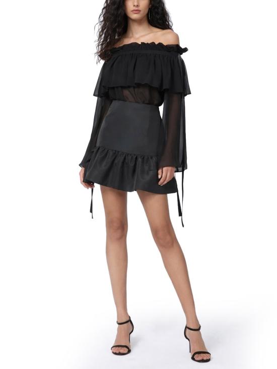 26SS 니나리찌 미디 스커트 26PCJU018PL0440 U9000 BLACK - NINA RICCI