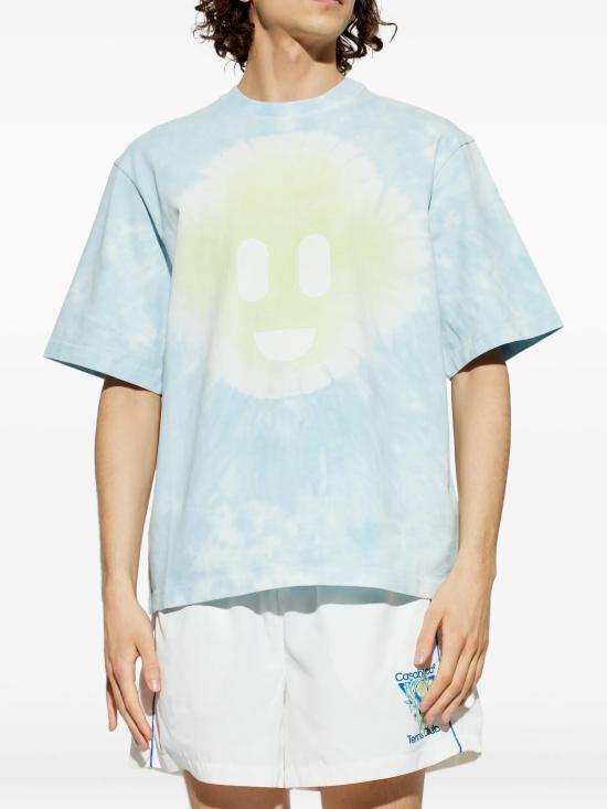 26SS 카사블랑카 반팔 티셔츠 MSS26JTS044 10 TIE DYE SMILEY BLUE - CASABLANCA