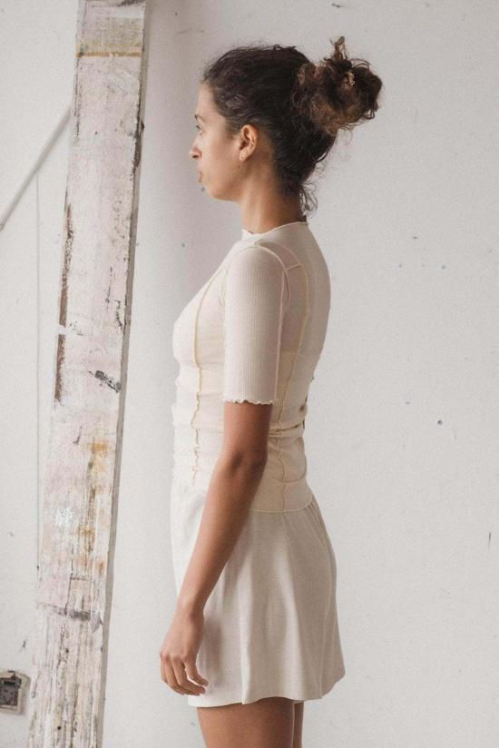  베이스레인지 반팔 티셔츠 토마토 3/4 티 - BASERANGE