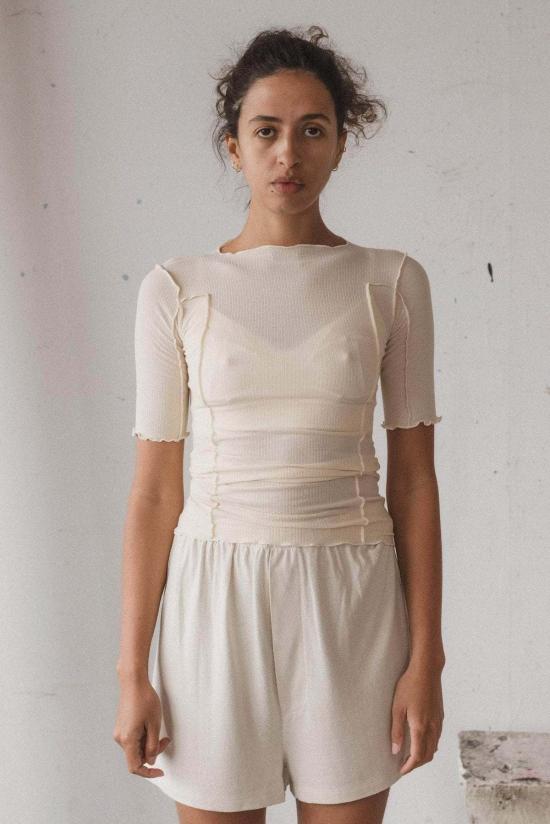  베이스레인지 반팔 티셔츠 토마토 3/4 티