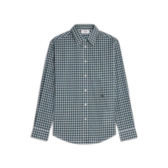 26SS 셀린느 긴팔 셔츠 RC0AZ1393 GDL5 BLANCVERTJAUNE GDL5 BLANC VERT JAUNE