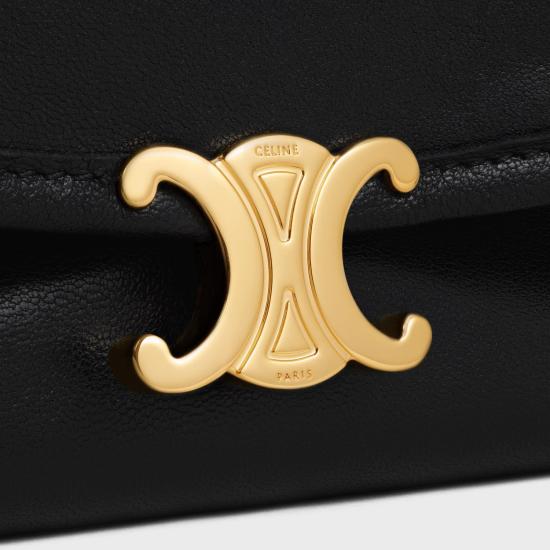 26SS 셀린느 하프문 소프트 트리옹프 백 서플 샤이니 램스킨 124142T88 38NO BLACK - CELINE