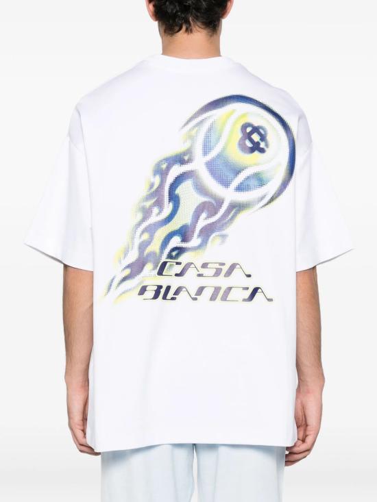 26SS 카사블랑카 반팔 티셔츠 MSP26JTS064 01 FLAMING TENNIS BALL - CASABLANCA