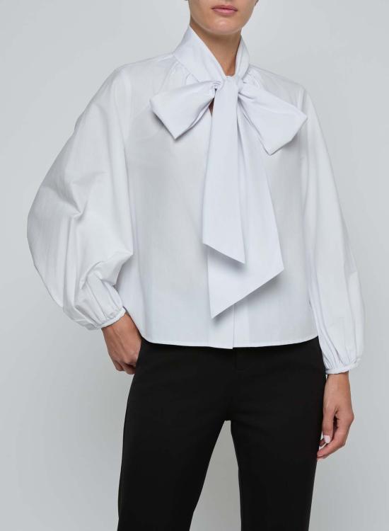  라장스 블라우스 데온 타이넥  화이트