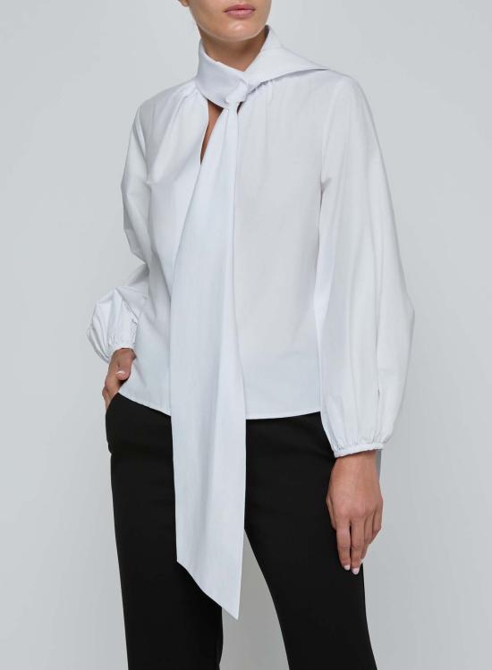  라장스 블라우스 데온 타이넥  화이트 - L'AGENCE