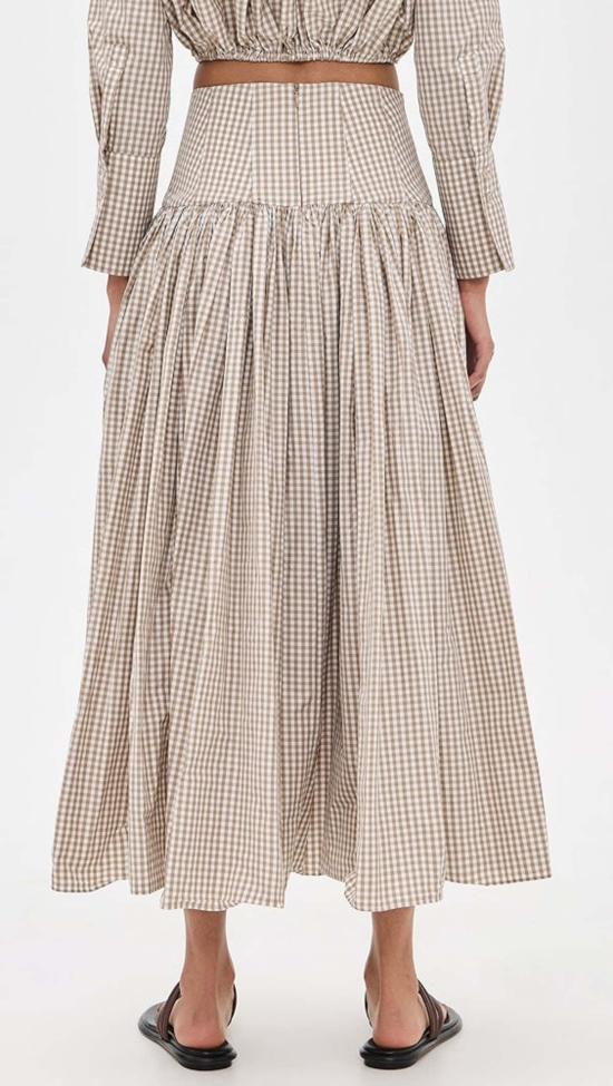  알렉시스 미디 스커트 하바라 스커트, 베이지/화이트 - ALEXIS