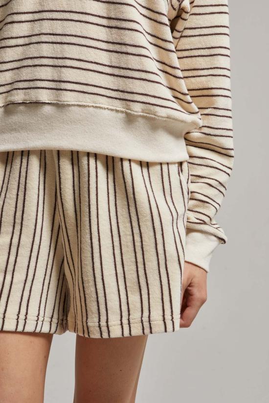  아셀 숏팬츠 애셔 샤론 스트라이프 루프 테리 쇼츠 크림/브라운 스트라이프 - ASHER