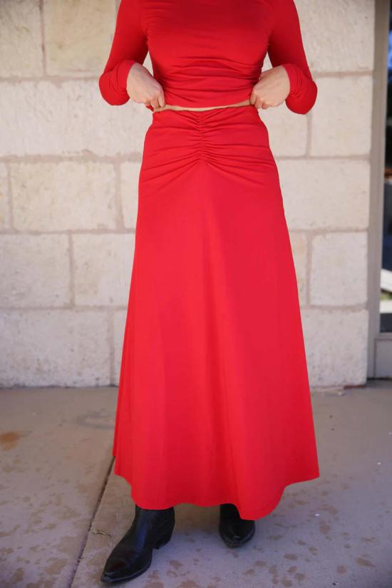  마리아 셰르 롱 스커트 Maria Cher Vera Harlee 미디 스커트 레드