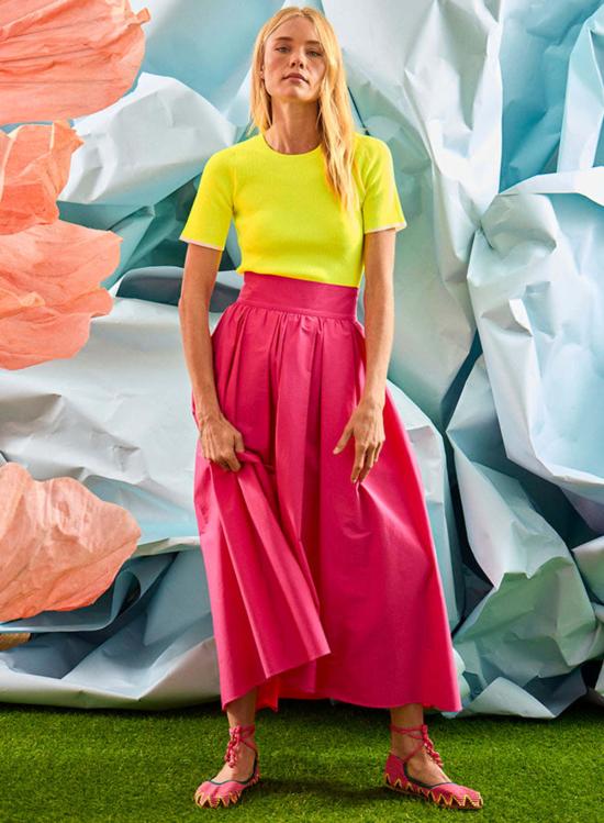  헌터 벨 반팔 티셔츠 리 탑 네온 옐로우 - HUNTER BELL