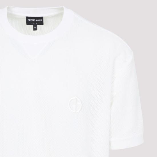  조르지오 아르마니 반팔 티셔츠 폴리아미드 티셔츠 아보리오 - GIORGIO ARMANI