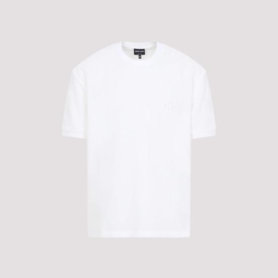  조르지오 아르마니 반팔 티셔츠 폴리아미드 티셔츠 아보리오 - GIORGIO ARMANI