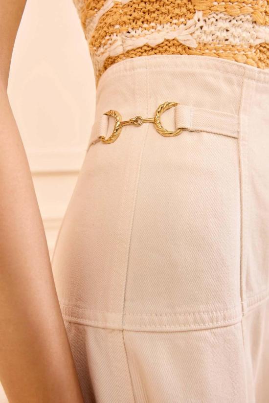  울라 존슨 데님 스커트 Ulla Johnson 브리짓 데님 미디 스커트 카우리 - ULLA JOHNSON