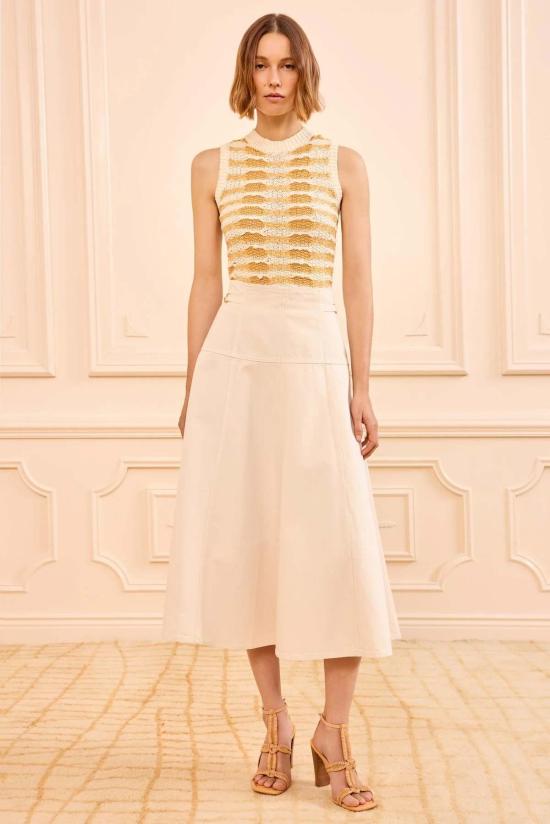  울라 존슨 데님 스커트 Ulla Johnson 브리짓 데님 미디 스커트 카우리