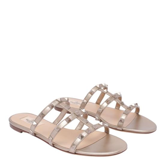  발렌티노 가라바니 뮬/슬리퍼 락스터드 슬라이드 샌들 골든 - VALENTINO GARAVANI