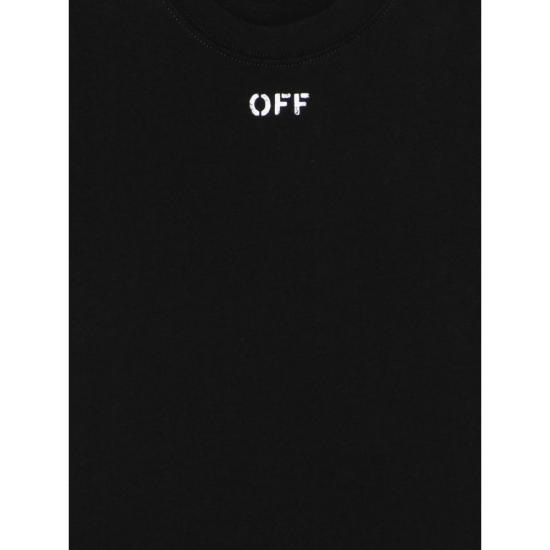 26SS [키즈] 오프화이트 티셔츠 44BAA002S26 J006 001 BLACK - OFF WHITE