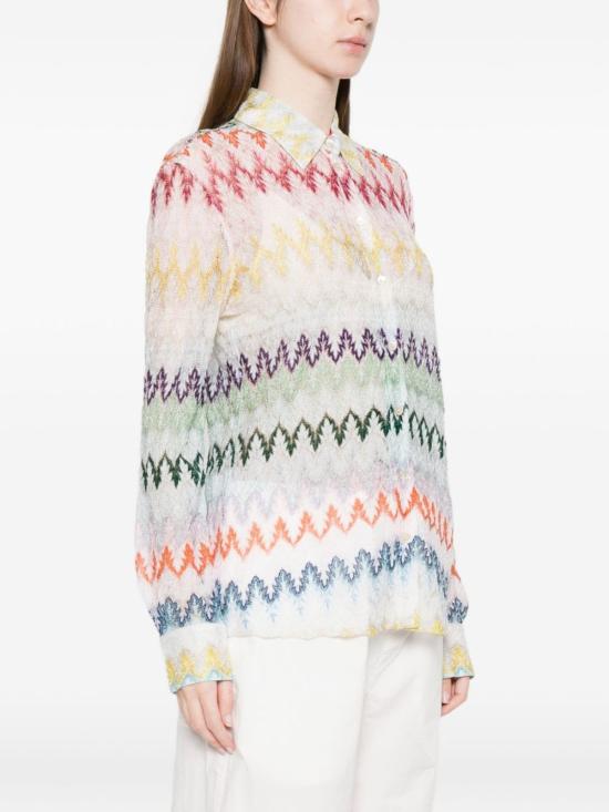  미소니 탑 미쏘니 지그재그 프린트 셔츠 화이트 - MISSONI