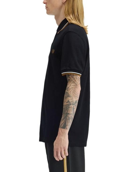  프레드페리 폴로 티셔츠 프레드 페리 로고 폴로 셔츠 블랙 - FRED PERRY