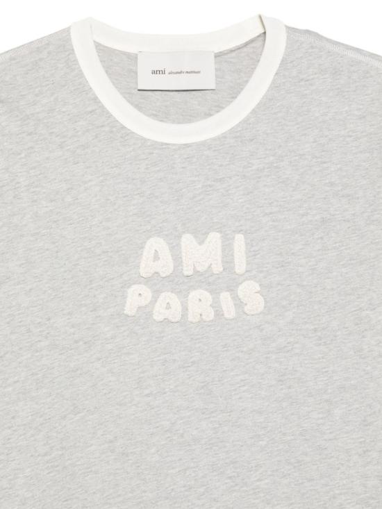  아미 반팔 티셔츠 알렉상드르 마티우시 로고 코튼 티셔츠 (회색) - AMI
