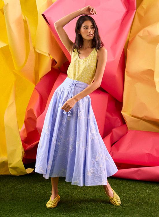  헌터 벨 미디 스커트 시슬 스커트 설리번 스트라이프 - HUNTER BELL