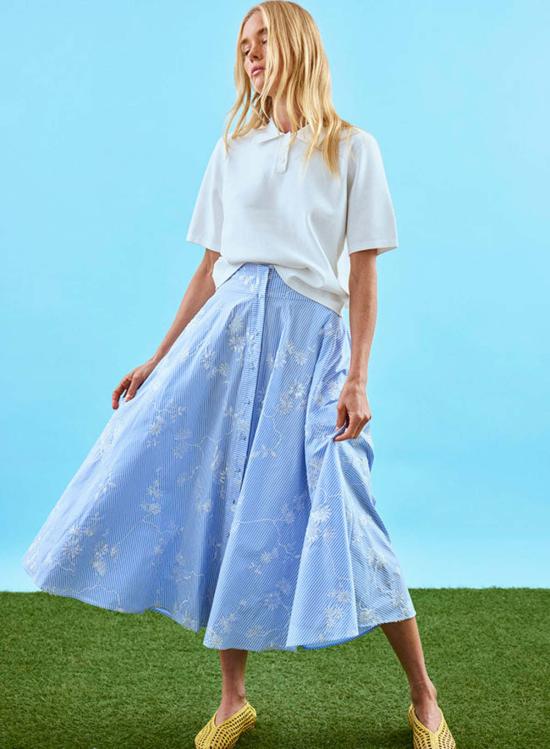  헌터 벨 미디 스커트 시슬 스커트 설리번 스트라이프 - HUNTER BELL