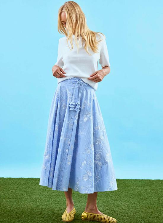  헌터 벨 미디 스커트 시슬 스커트 설리번 스트라이프 - HUNTER BELL