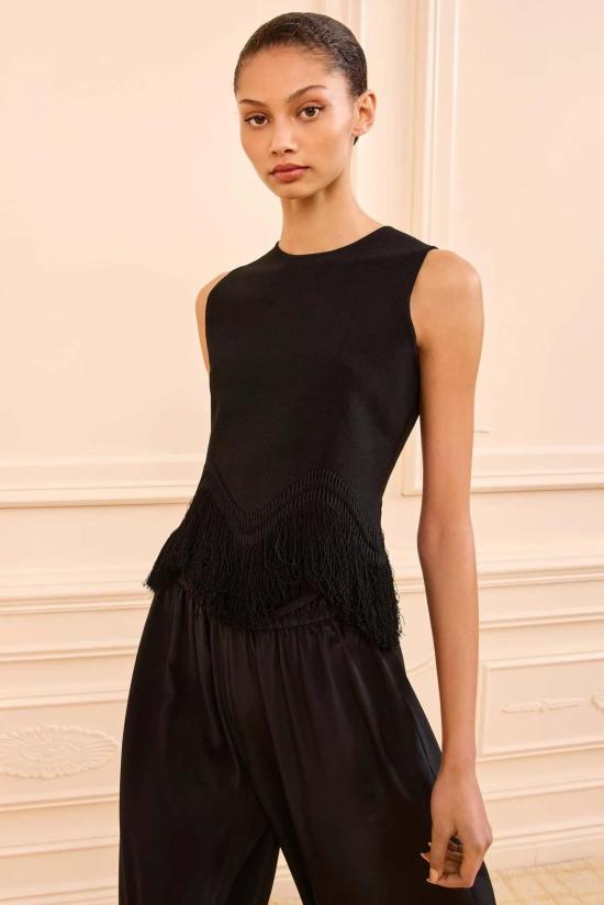  울라 존슨 스웨터 코아 니트 탑 (프린지 포함) 느와르