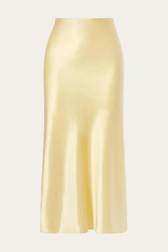  말리나 미디 스커트 오브리 새틴  라이트 레몬 - MALINA