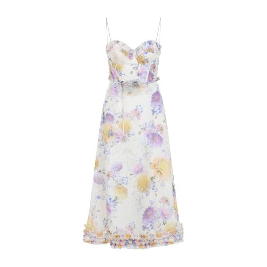  짐머만 미디 원피스 지머만 루나 리플 미디 드레스 크림 화이트 - ZIMMERMANN