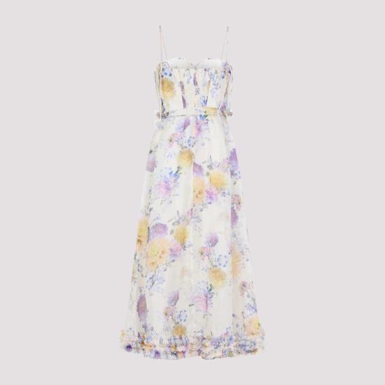  짐머만 미디 원피스 지머만 루나 리플 미디 드레스 크림 화이트 - ZIMMERMANN