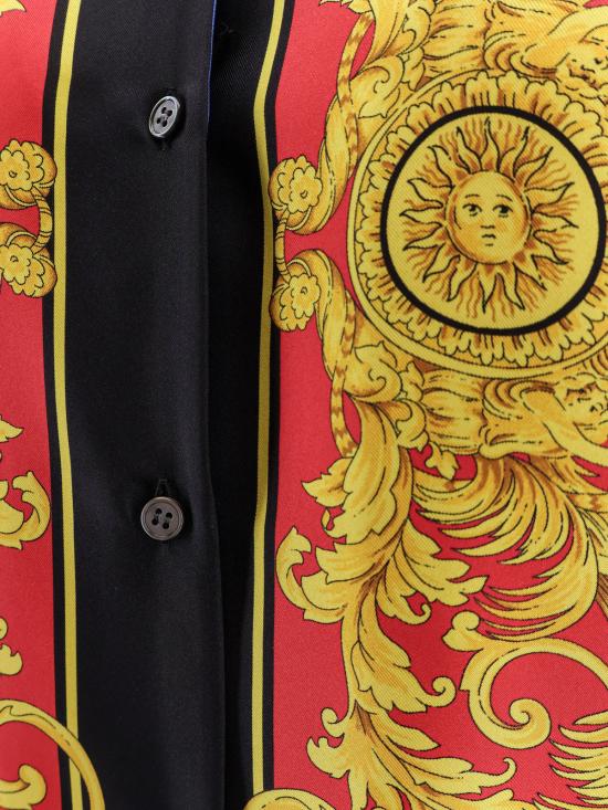  베르사체 탑 멀티컬러 실크 셔츠 블루 골드 - VERSACE