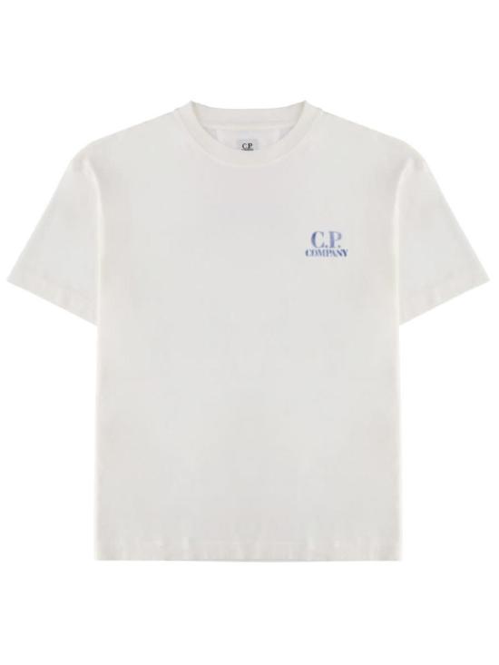  씨피 컴퍼니 탑 C.P. 회사 로고 및 프린트 티셔츠 (흰색)