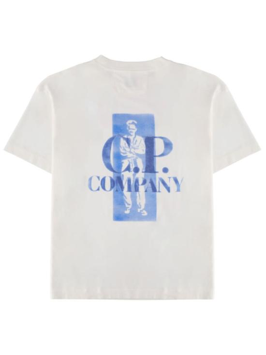  씨피 컴퍼니 탑 C.P. 회사 로고 및 프린트 티셔츠 (흰색) - C.P. COMPANY