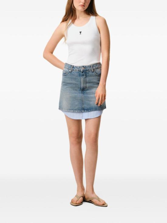  아미 민소매 티셔츠 Ami Alexandre Mattiussi Ami De Coeur 코튼 탱크탑 화이트 - AMI