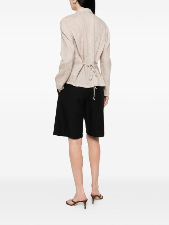  엠포리오 아르마니 수트 자켓 린넨 싱글 브레스트 재킷 베이지 - EMPORIO ARMANI