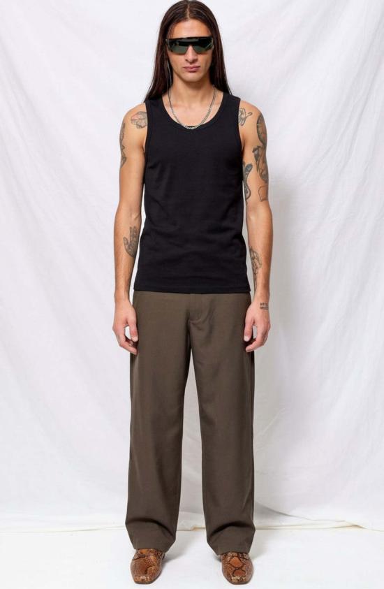  바토너 민소매 티셔츠 블랙 심리스 이너 탱크탑 - BATONER