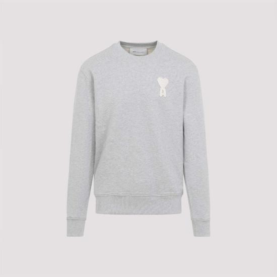  아미 긴팔 티셔츠 알렉상드르 마티우시  클래식 핏 티셔츠 그레이 - AMI