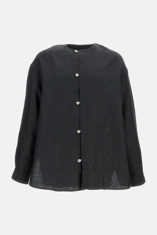  자크뮈스 탑 Jacquemus La Chemise Pastro 리넨 셔츠 그레이