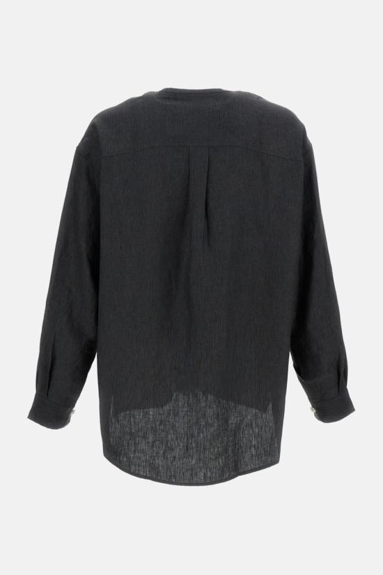  자크뮈스 탑 Jacquemus La Chemise Pastro 리넨 셔츠 그레이 - JACQUEMUS